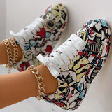 Veronika Graffiti Design Sneakers with Cushioning