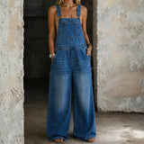 Phoebe | Elasticated-Waist Denim Dungarees