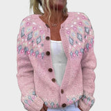 Martina - Autumn Pink Jacquard Cardigan