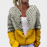Isabella – Autumn Two-Tone Polka Dot Cardigan