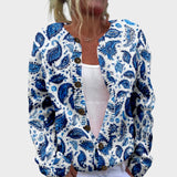 Michela – Autumn Blue Paisley Cardigan