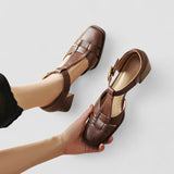 Aude - Orthopaedic Block Heels with T-Strap