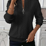 Amalie - Women's Cable Knit Zip Sweater