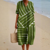Berta - Green Geometric Pattern Dress