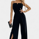 Prescillia Jumpsuit with Spaghetti Straps and Side Split