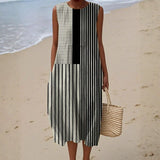 Antonia - Monochrome Striped Dress