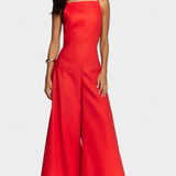 Belén Wide-Leg Halter Jumpsuit with Radiant Fall