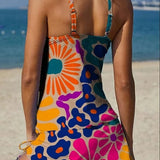 Filipa - Floral Graphic Tankini with Shorts, Tummy Control Effect