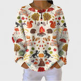 Alma – Cream Jumper with Autumn Forest Design