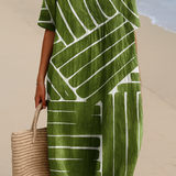 Berta - Green Geometric Pattern Dress