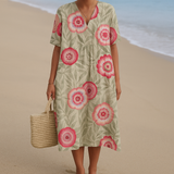 Macarena - Floral Dress with Leaves and Mandala