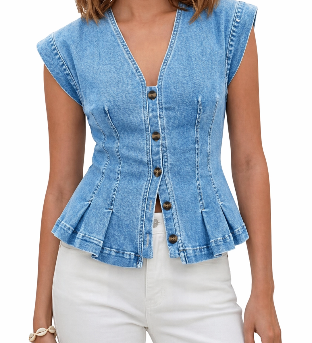 Isobel | V-Neck Denim Top