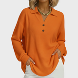 Laura – Orange Jumper with Polo Collar