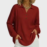 Laura – Orange Jumper with Polo Collar