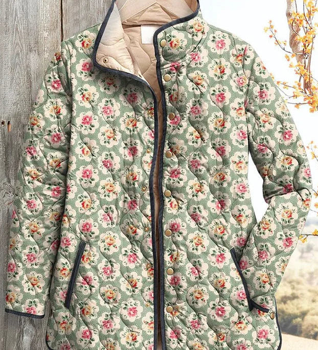 Maja – Quilted Jacket with Small Floral Pattern