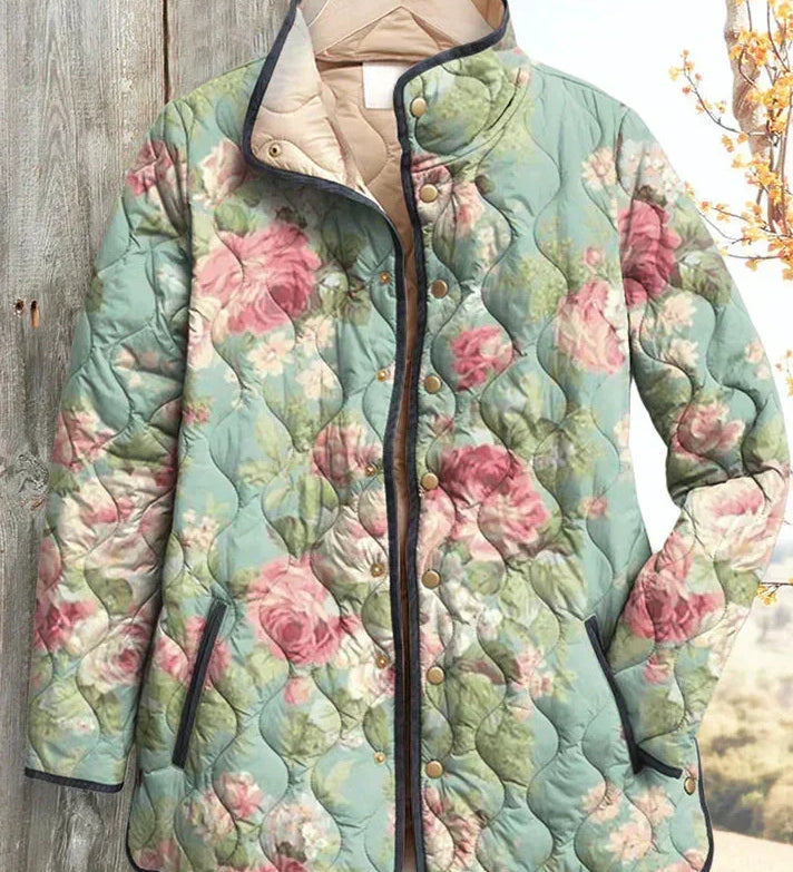 Mathilde – Quilted Jacket with Rose Pattern