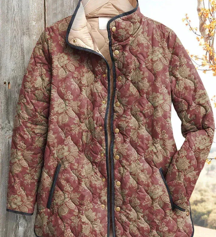 Milada – Quilted Jacket with Botanical Vine Pattern