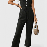 Marisela Textured Jumpsuit with V-Neck