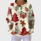 Olivia – Cream Jumper with Christmas Motifs