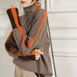 Beatriz | High Neck Sweater with Eye-Catching Contrasting Stripes