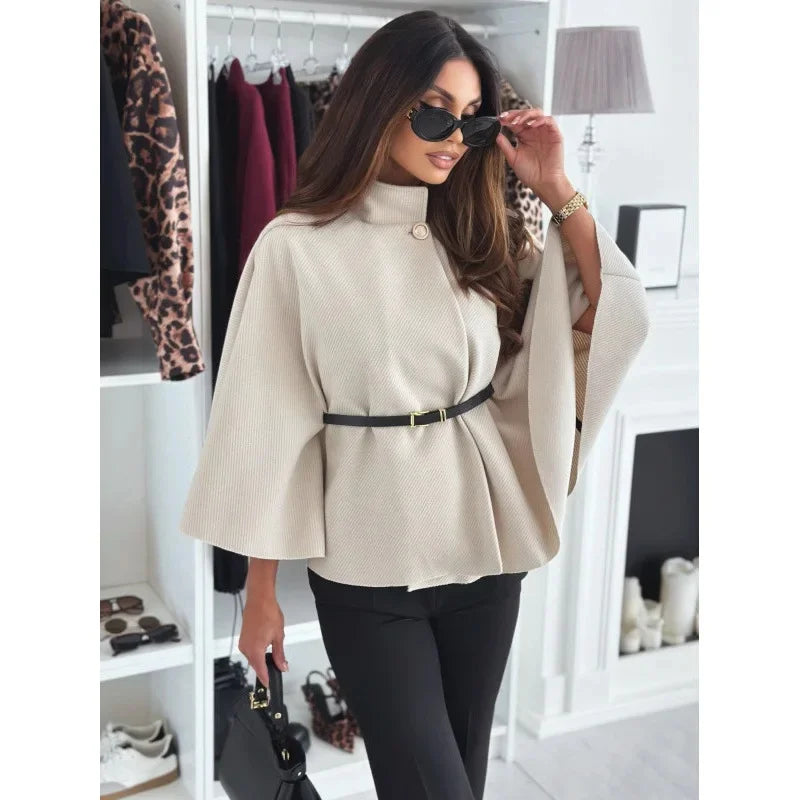 Amalia | Regular Cut Cashmere Coat with Adjustable Waist Belt