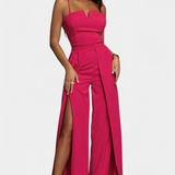 Prescillia Jumpsuit with Spaghetti Straps and Side Split