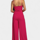 Prescillia Jumpsuit with Spaghetti Straps and Side Split