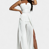 Prescillia Jumpsuit with Spaghetti Straps and Side Split