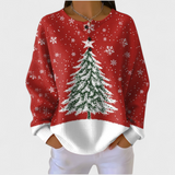 Sofia – Red Jumper with Christmas Tree Design