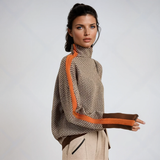 Beatriz | High Neck Sweater with Striking Contrast Stripes
