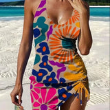 Filipa - Floral Graphic Tankini with Shorts, Tummy Control Effect