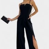 Prescillia Jumpsuit with Spaghetti Straps and Side Split