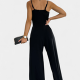 Prescillia Jumpsuit with Spaghetti Straps and Side Split