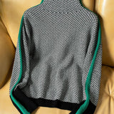 Beatriz | High Neck Sweater with Striking Contrast Stripes