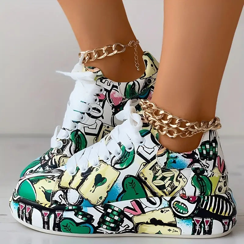 Veronika - Graffiti Design Trainers with Cushioning