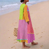 Isabel - Colourful Patchwork Dress with Polka Dots and Stripes