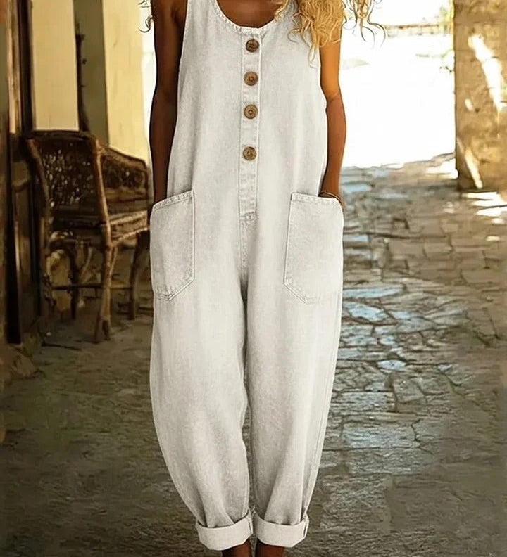 Zoe | Vintage-Wash Denim Jumpsuit