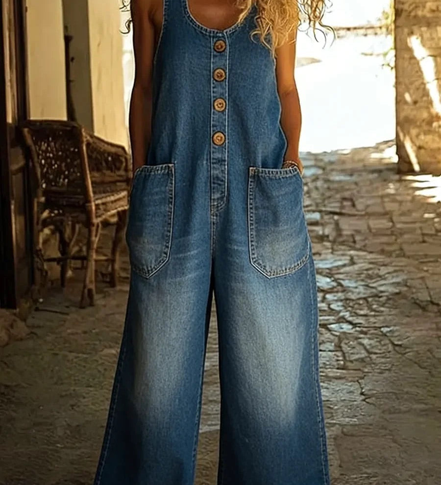 Zoe | Vintage-Wash Denim Jumpsuit